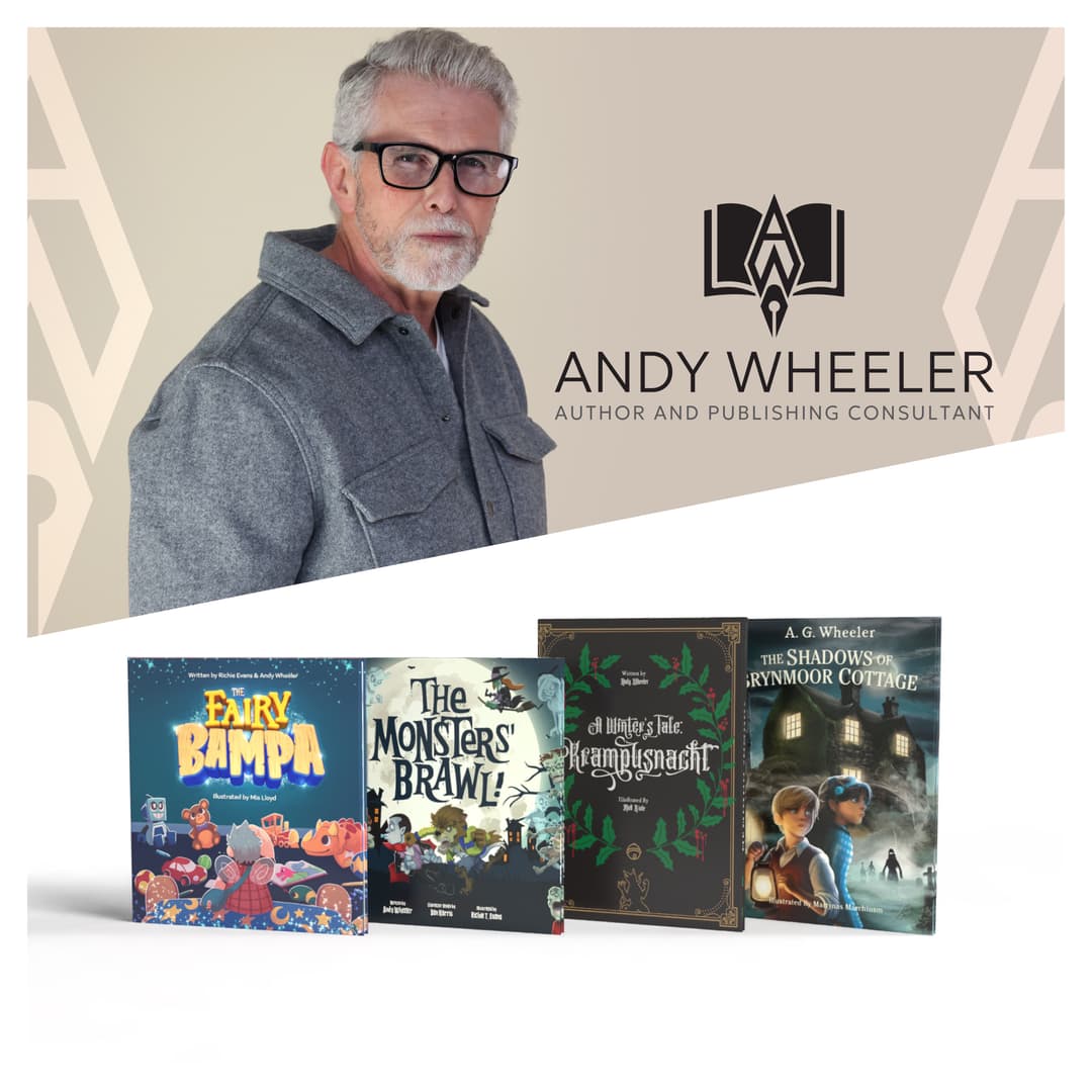 Andy Wheeler, children's author and publishing consultant, with his published books
